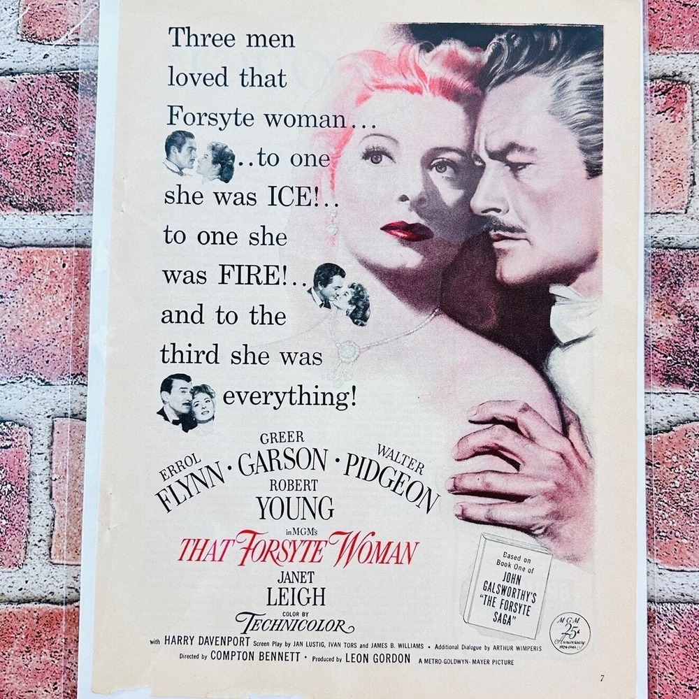 1949 That Forsythe Woman Movie - Errol Flynn Robert Young - Original PRINT AD